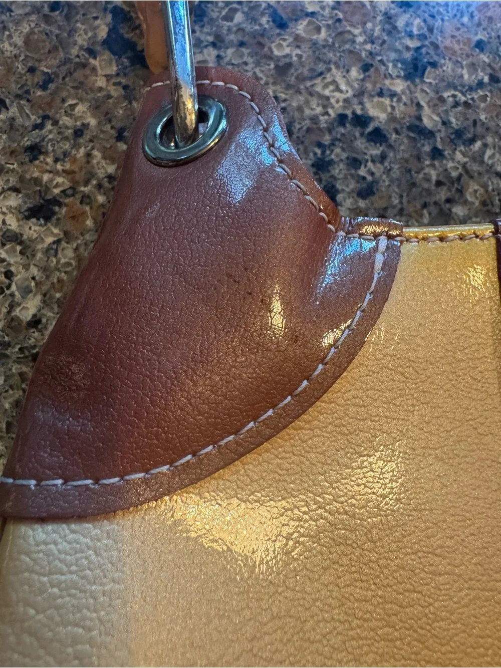 Vintage Longchamp French Gold and Brown Shoulder Bag